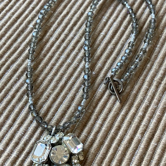 New Swarovski Crystal Necklace with Vintage Repurposed Pin as Pendant - Picture 3 of 4